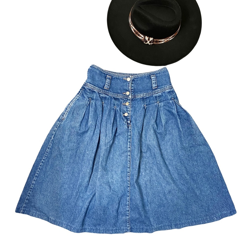 SILVERLEAF Vintage high waisted denim chambray skirt Womens size 26